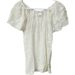 Gold Hauk see through lace ruffle top
